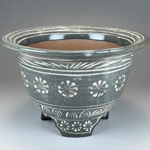 ②三橋俊治作　欅窯　象嵌富貴蘭鉢