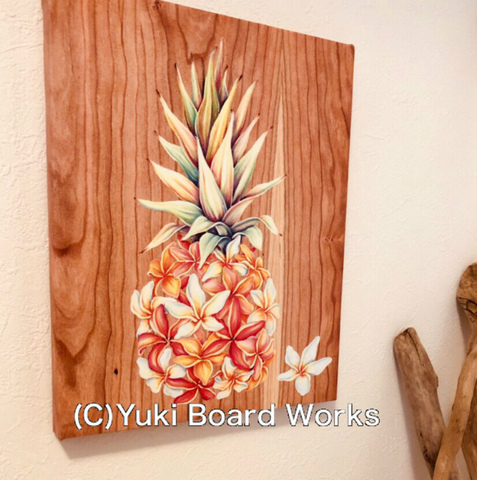 【2019年新リリース】YUKI BOARD WORKSさんのチョークアート・キャンバスプリント Pinapple Plumeria (Pop Color Version)