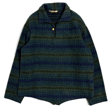 60s~ SELKIRK NATIVE PATTERN PULLOVER WOOL SHIRT.