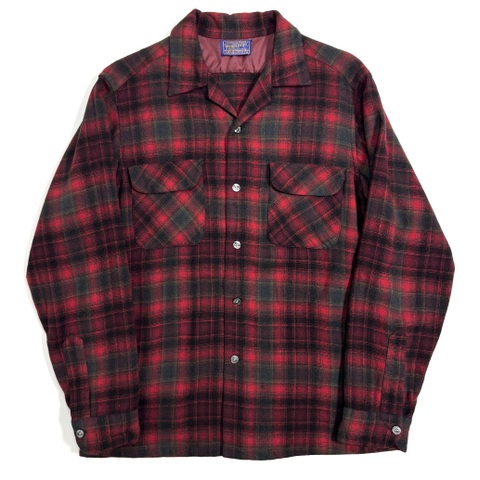 60s PENDLETON SHADOW PLAID WOOL SHIRT.