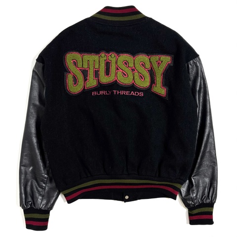 90s STUSSY "BURLY THREADS" VARSITY JACKET.