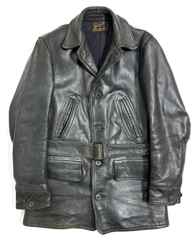 30s~ W.SHANHOUSE SONS,INC. HORSE HIDE LEATHER CAR COAT.
