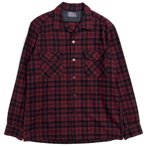 60s PENDLETON SHADOW PLAID WOOL SHIRT.