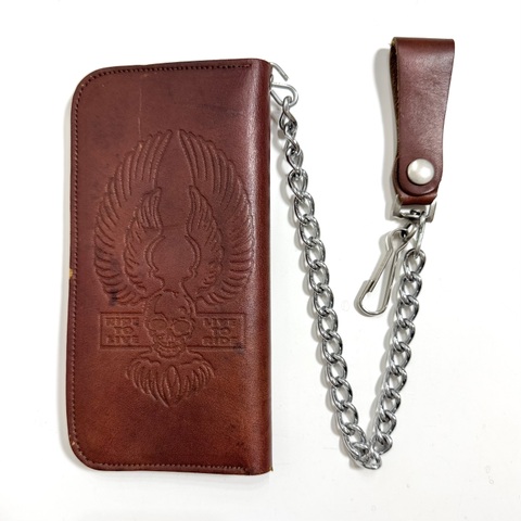 70s HARLEY DAVIDSON DEAD STOCK "SKULL WING" BIKER WALLET.