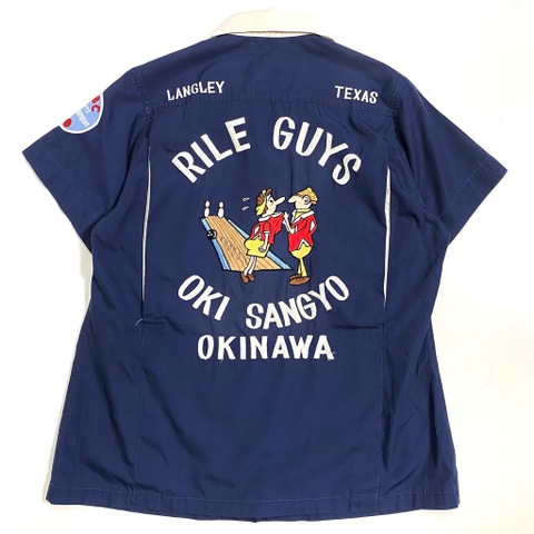 70s MILITARY SOUVENIR BOWLING SHIRT.