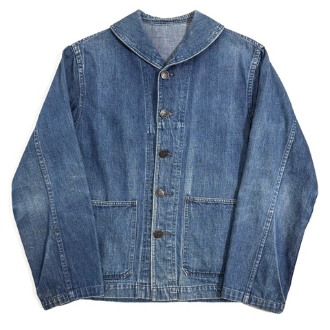 40s U.S.C.G. "METAL BUTTON" SHAWL DENIM COVERALL.