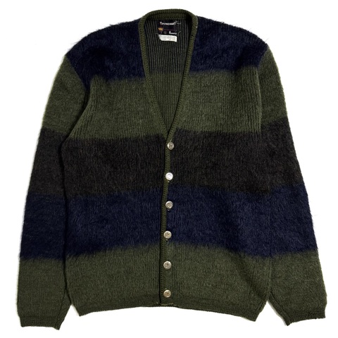 60s TOWNCRAFT BORDER PATTERN MOHAIR CARDIGAN.