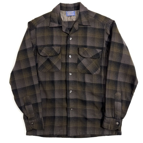 60s PENDLETON "SHADOW PLAID" WOOL SHIRT.