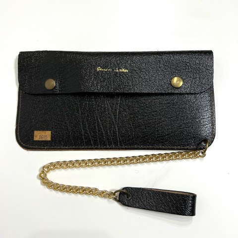 ①60s BIKER WALLET. BLACK LEATHER. "DEAD-STOCK" 