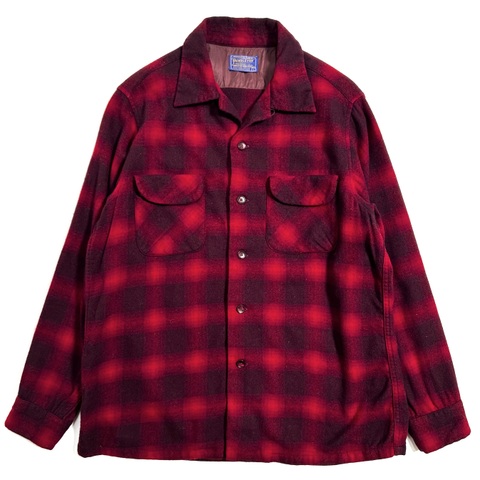 50s PENDLETON "SHADOW PLAID" WOOL SHIRT.