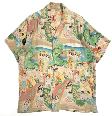 50s IOLANI "MENU" HAWAIIAN SHIRT.