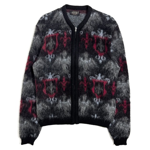 60s PURITAN "THUNDERBIRD PATTERN" BLACK MOHAIR CARDIGAN.