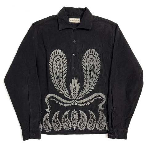 60s PURITAN "BLACK" PRINT CORDUROY SHIRT.