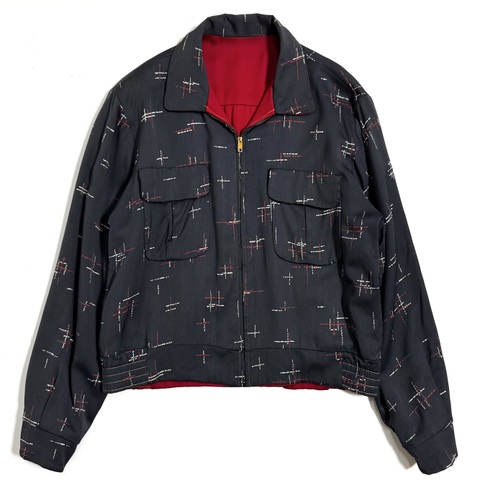 50s REVERSIBLE RAYON GABARDINE JACKET.