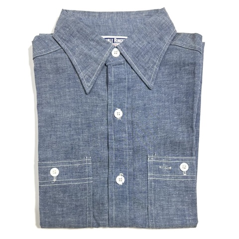60s~ DOUBLE RINGER DEAD STOCK S/S. CHAMBRAY SHIRT.
