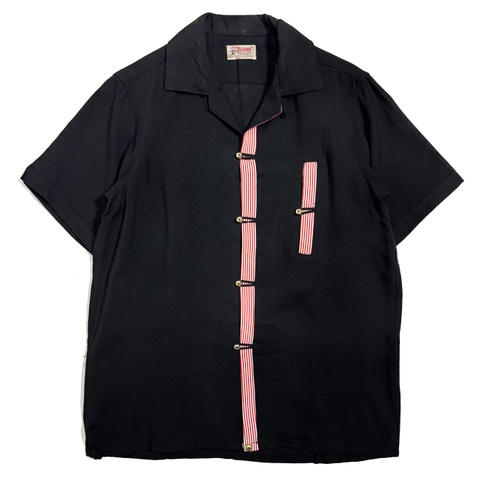 60s BUD BERMA "BLACK" S/S. RAYON SHIRT.