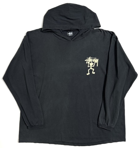 80s STUSSY SHADOW MAN L/S. Tee. with HOOD.