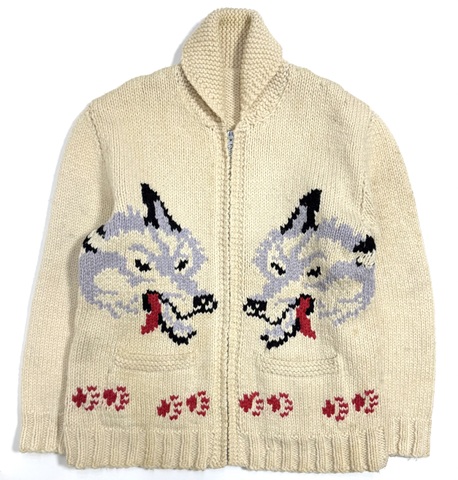 ~60s "WOLF" COWICHAN KNIT SWEATER.