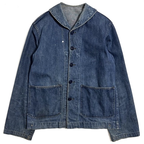 40s U.S.NAVY SHAWL COLLAR DENIM COVERALL.