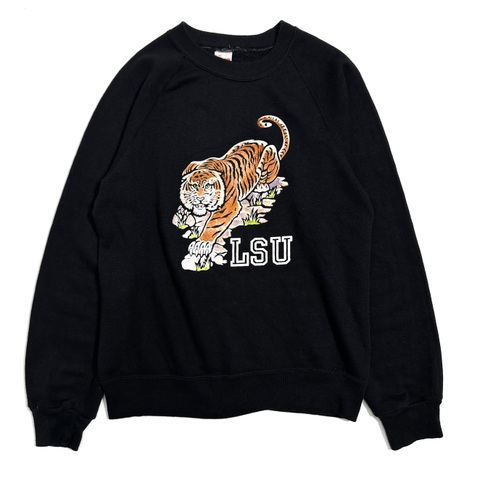 ~80s COLLEGIATE PACIFIC "BLACK" COLOR FLOCKY COLLEGE SWEAT.