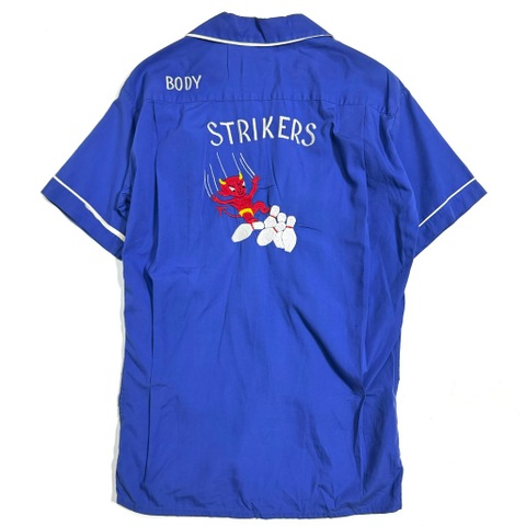 70s "STRIKERS" MILITARY SOUVENIR BOWLING SHIRT.