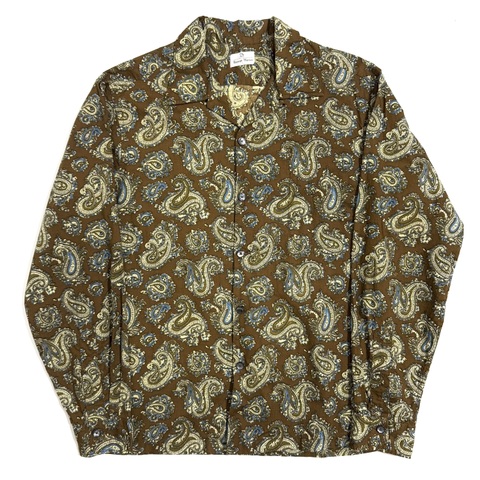 60s PAISLEY PRINT COTTON SHIRT "BROWN"