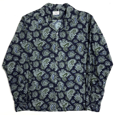 60s PAISLEY PRINT COTTON SHIRT "NAVY"