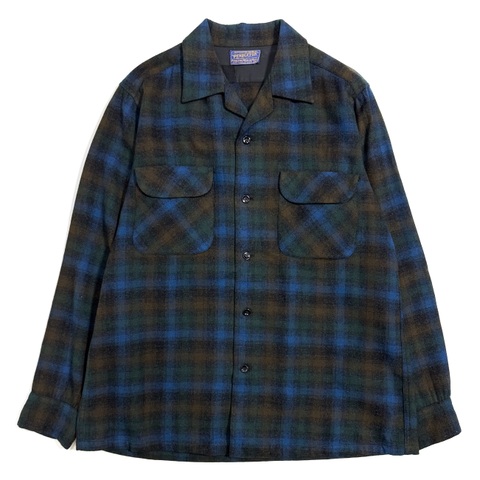 60s PENDLETON SHADOW PLAID WOOL SHIRT.