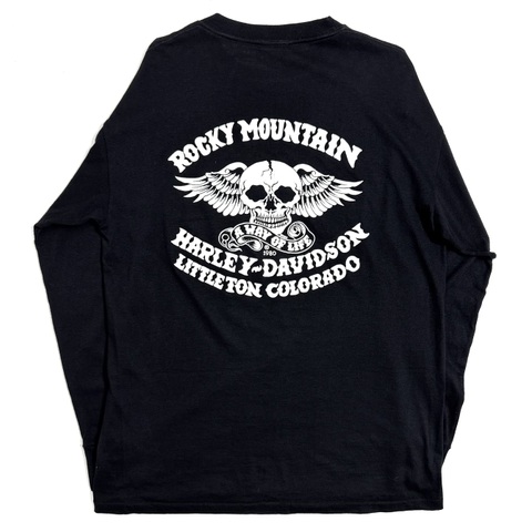 80s HARLEY DAVIDSON "RM.SKULL" L/S. BIKER Tee.