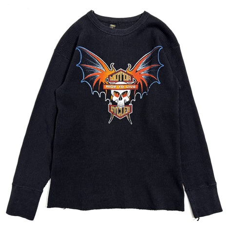 80s HARLEY DAVIDSON "SKULL WING" L/S. THERMAL Tee.