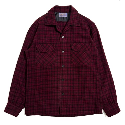 60s PENDLETON "RED×BLACK " SHADOW PLAID WOOL SHIRT.