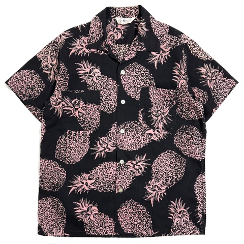 50s ARTVOGUE  "BLACK×PINK" COTTON HAWAIIAN SHIRT.