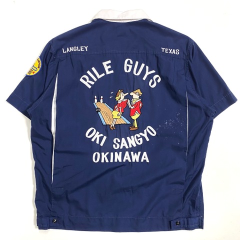70s MILITARY SOUVENIR BOWLING SHIRT.
