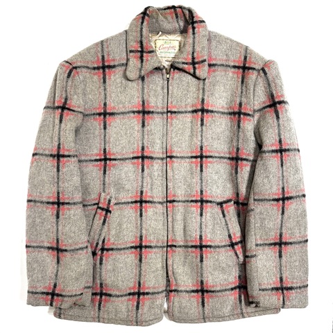 50s CAMPUS "GRAY×PINK×BLACK" WOOL COAT.