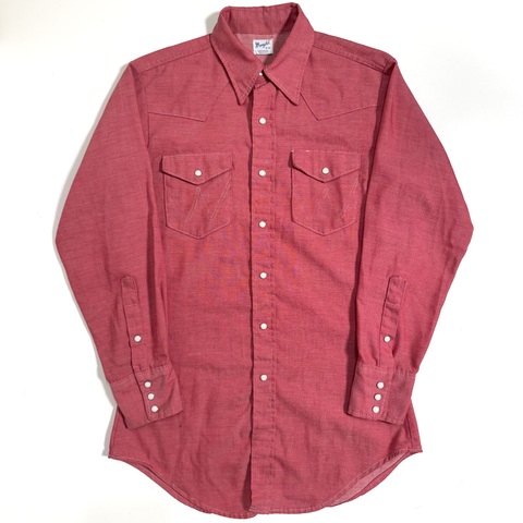 60s~ WRANGLER RED CHAMBRAY WESTERN SHIRT.