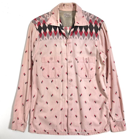 50s MOHAWK SPORTSWEAR "PINK" DIA PATTERN PRINT FLANNEL SHIRT.
