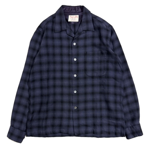 ~60s GAME AND LAKE "PURPLE" SHADOW PLAID WOOL SHIRT.