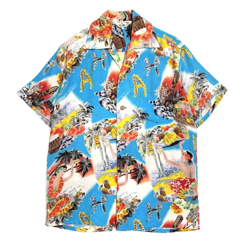 50s IOLANI "MENU" HAWAIIAN SHIRT.