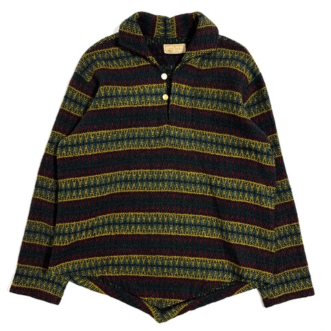 60s "NATIVE PATTERN" PULLOVER WOOL SHIRT.