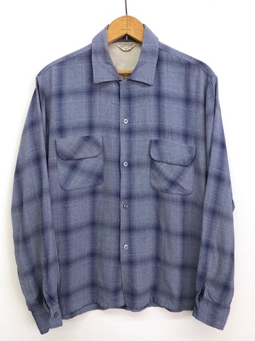 60s NATIONAL SHADOW CHECK RAYON SHIRT.