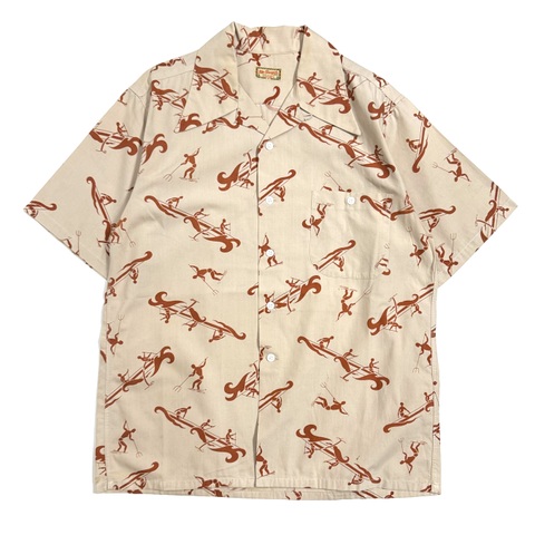40s~ McGREGOR S/S. PRINT SHIRT.