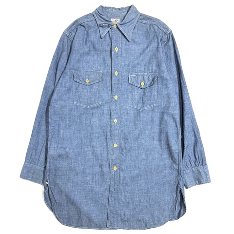 40s BY HECK "CHINSTRAP" CHAMBRAY SHIRT.