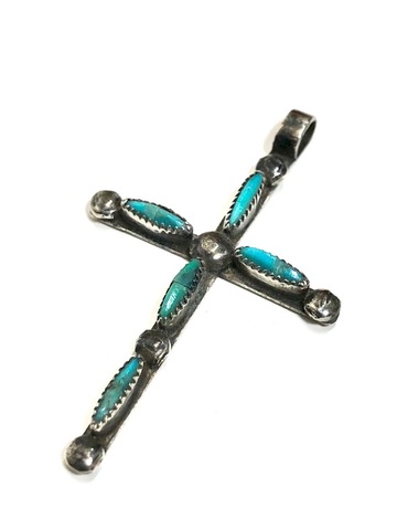 ①70s NAVAJO. SILVER×TURQUOISE CROSS TOP.