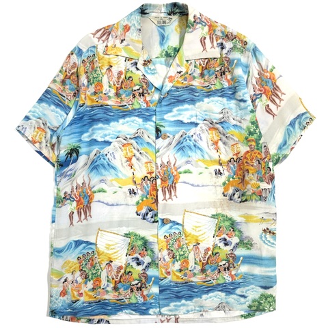 50s IOLANI "MENU" HAWAIIAN SHIRT.