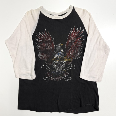 80s HARLEY DAVIDSON SKULL WING BIKER Tee.
