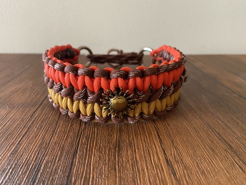 【完成品・即発送可】パラコード幅広ハーフチョーク首輪#194 30cm-37cm 中型犬サイズ