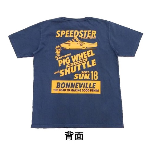 STUDIO D'ARTISAN ステュディオダルチザン USプリントTシャツ　ボンネビル 紺