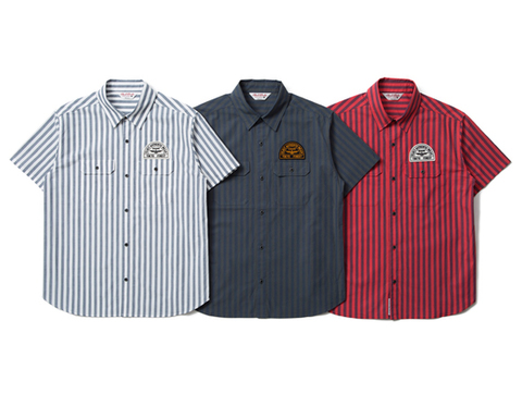CLUCT : S/S STRIPE WORK SHIRTS
