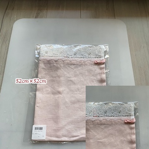 配送限定【サンプルセール品】近沢レースコラボ品巾着　ピンク　大