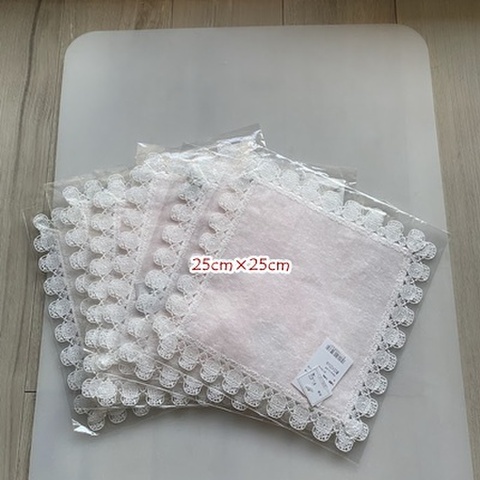 配送限定【サンプルセール品】近沢レースコラボ品　ハンカチ　ピンク